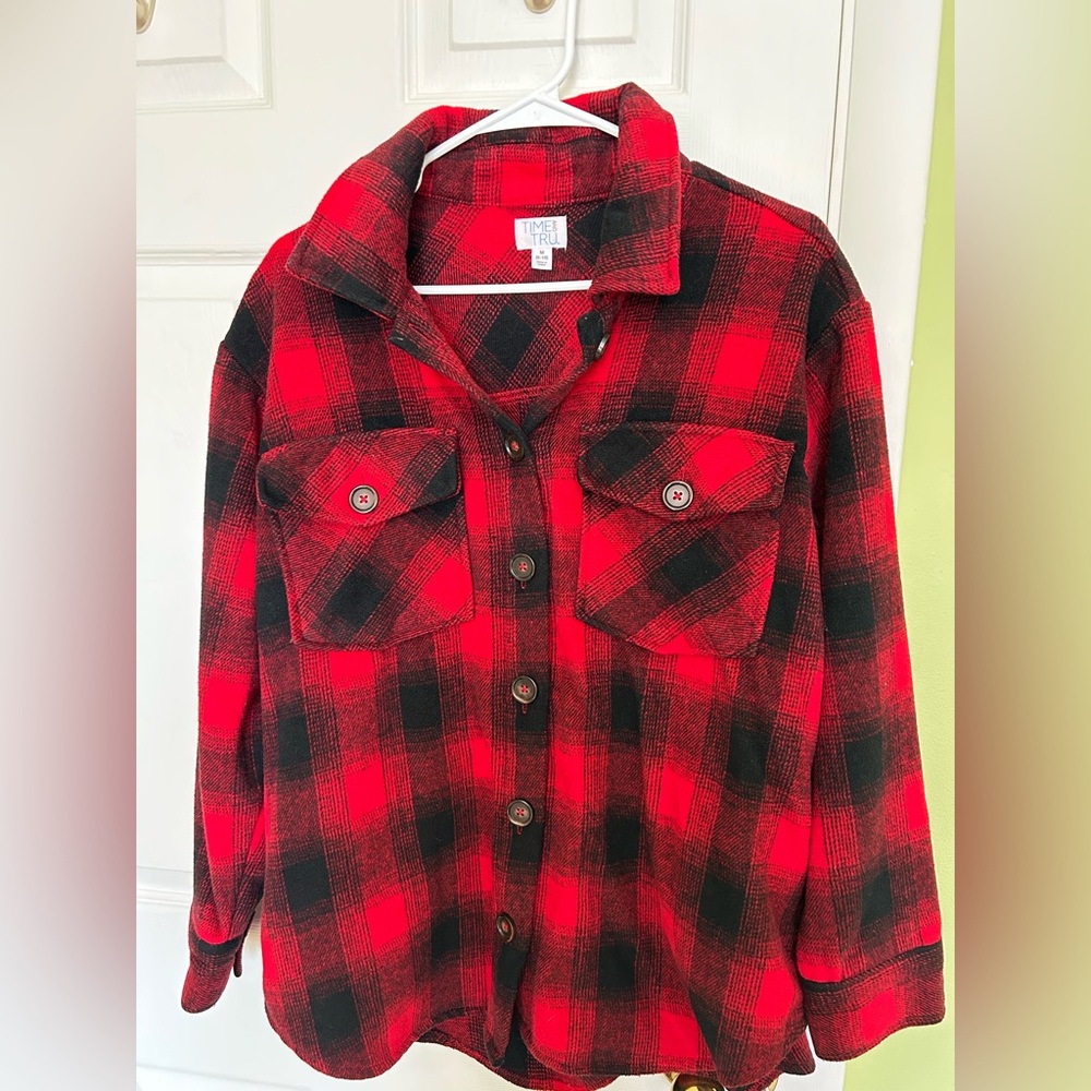 Time and Tru Red and Black Plaid Shirt